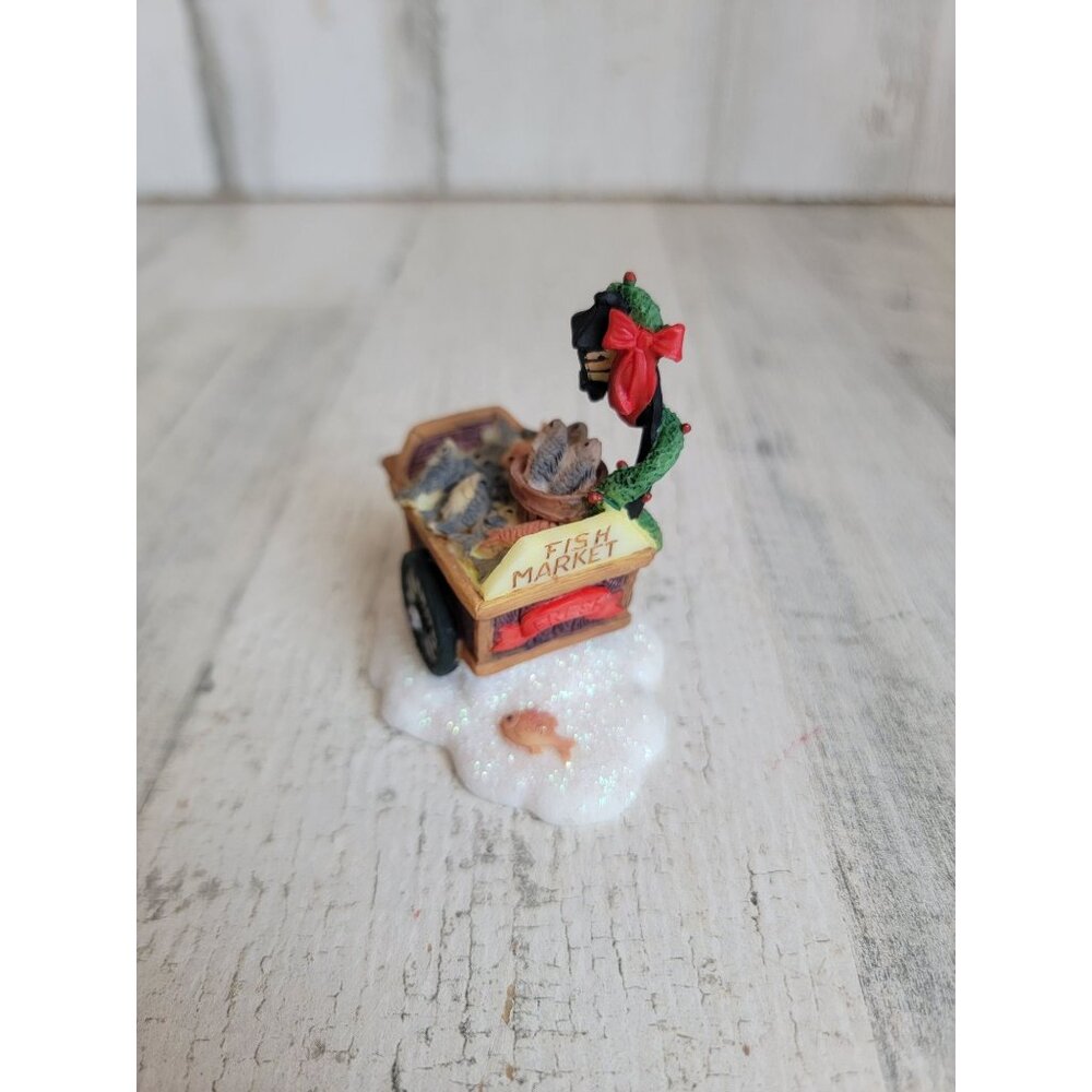 O'well Fish Market vendor fish cart snow village accessory Xmas
